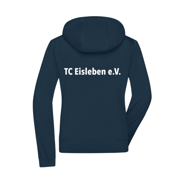 Rückendruck weiß - Ladies' Hooded Softshell Jacket Miniaturansicht